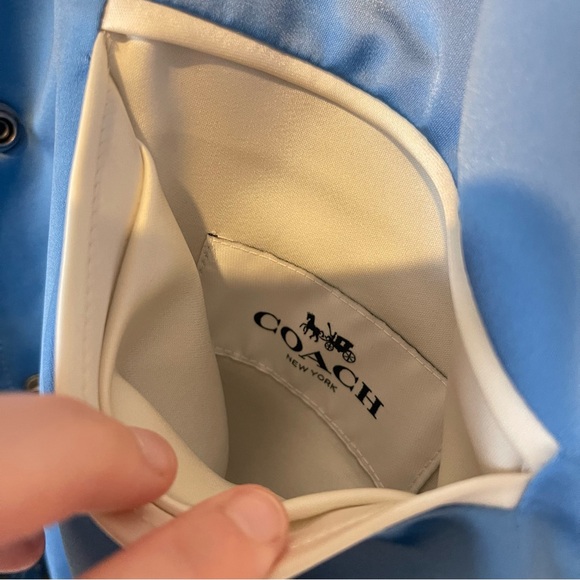 Vintage Coach Reversible Varsity Jacket M/L Blue Satin Bomber Floral Snap *Flaw - Picture 3 of 16